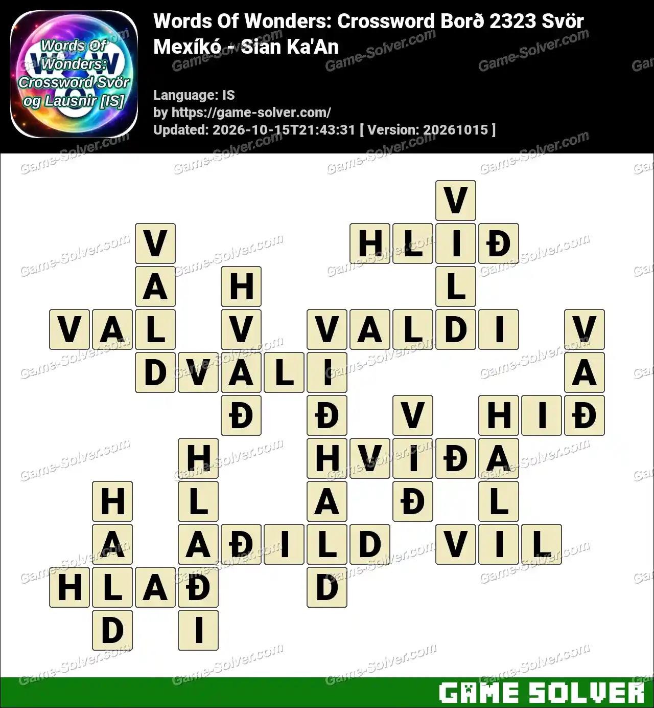 Words Of Wonders: Crossword Borð 2323 Svör – Mexíkó – Sian Ka’An
